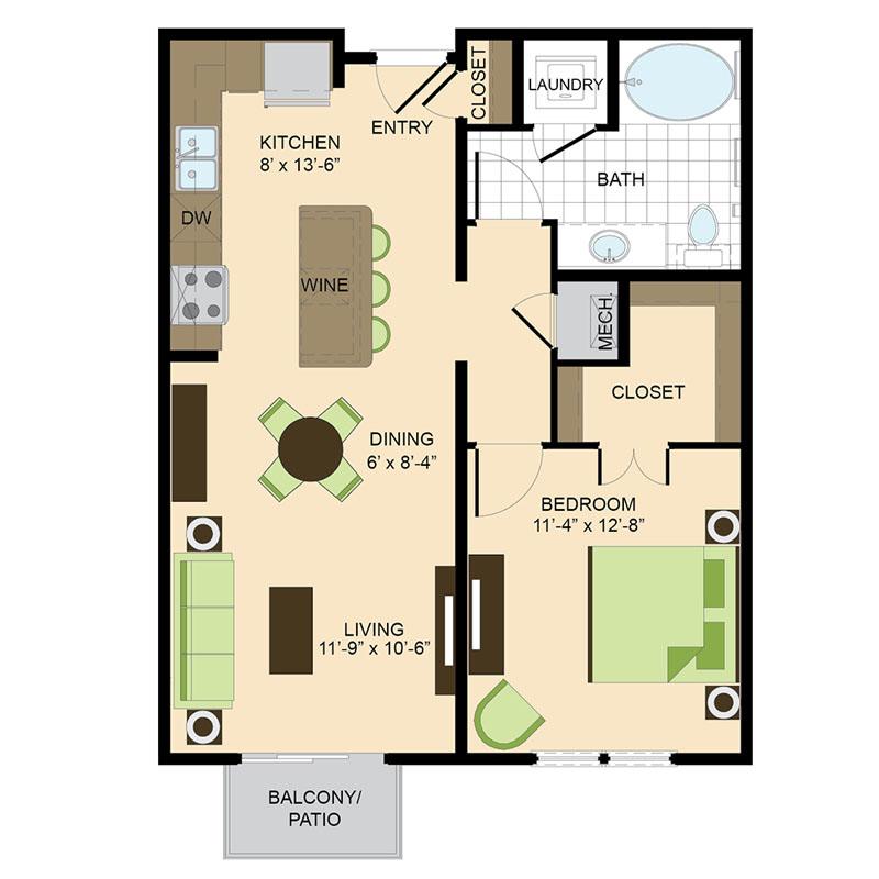 500 Crawford Houston Luxury Downtown Apartments | Capitol A2 Floor Plan